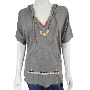 Lucky Brand Gray Short Sleeve Hoodie with Geometric Design Size M